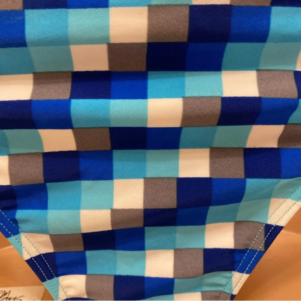 Fashion Nova Blue Knotted Bikini with Gingham Bottoms